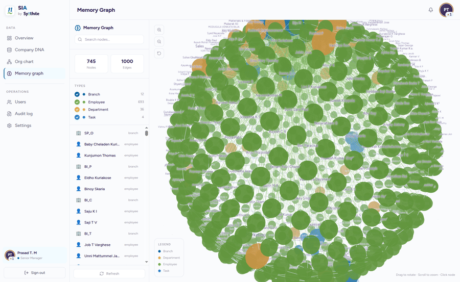 SIA memory graph showing the whole organisation as a network